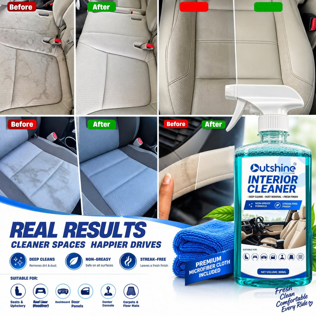 Outshine Interior & Upholstery Cleaner with microfiber cloth – 250ml