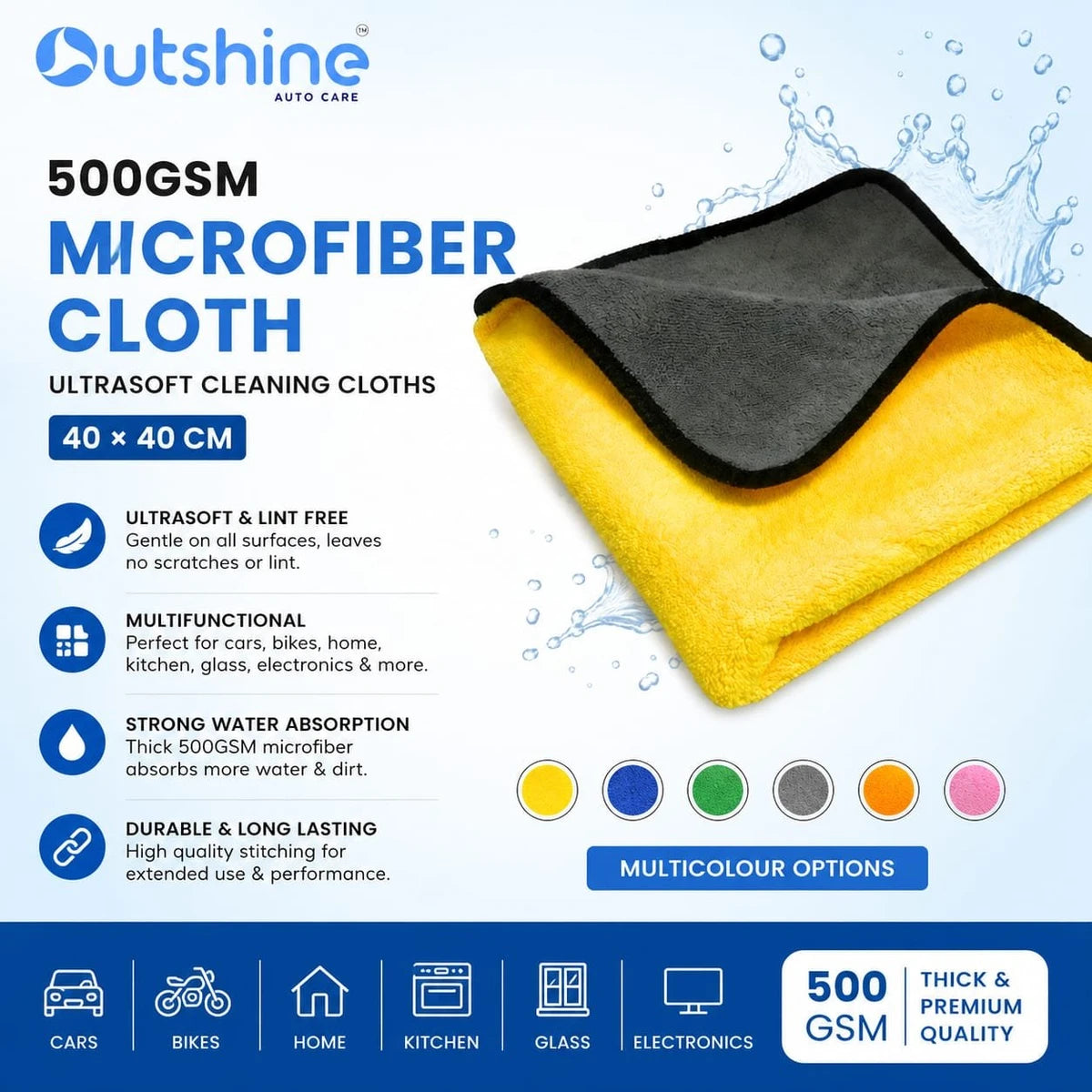 Microfiber Cloth – 500 GSM, 40×40 cm