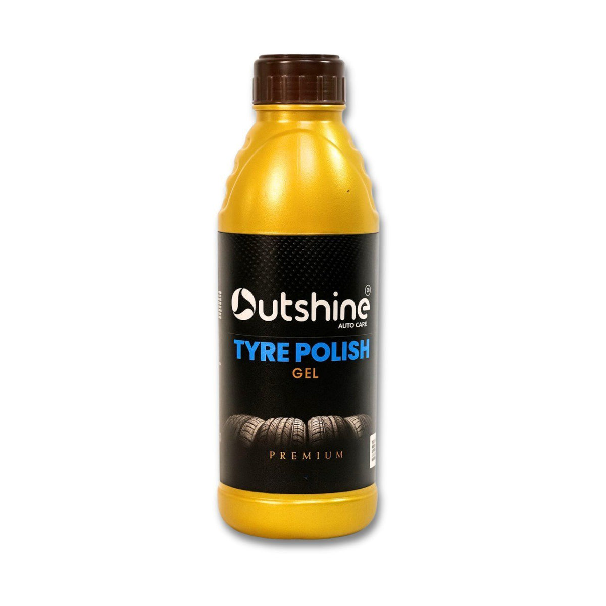 Outshine Premium Tyre Polish Gel 500ml applied on car tyres