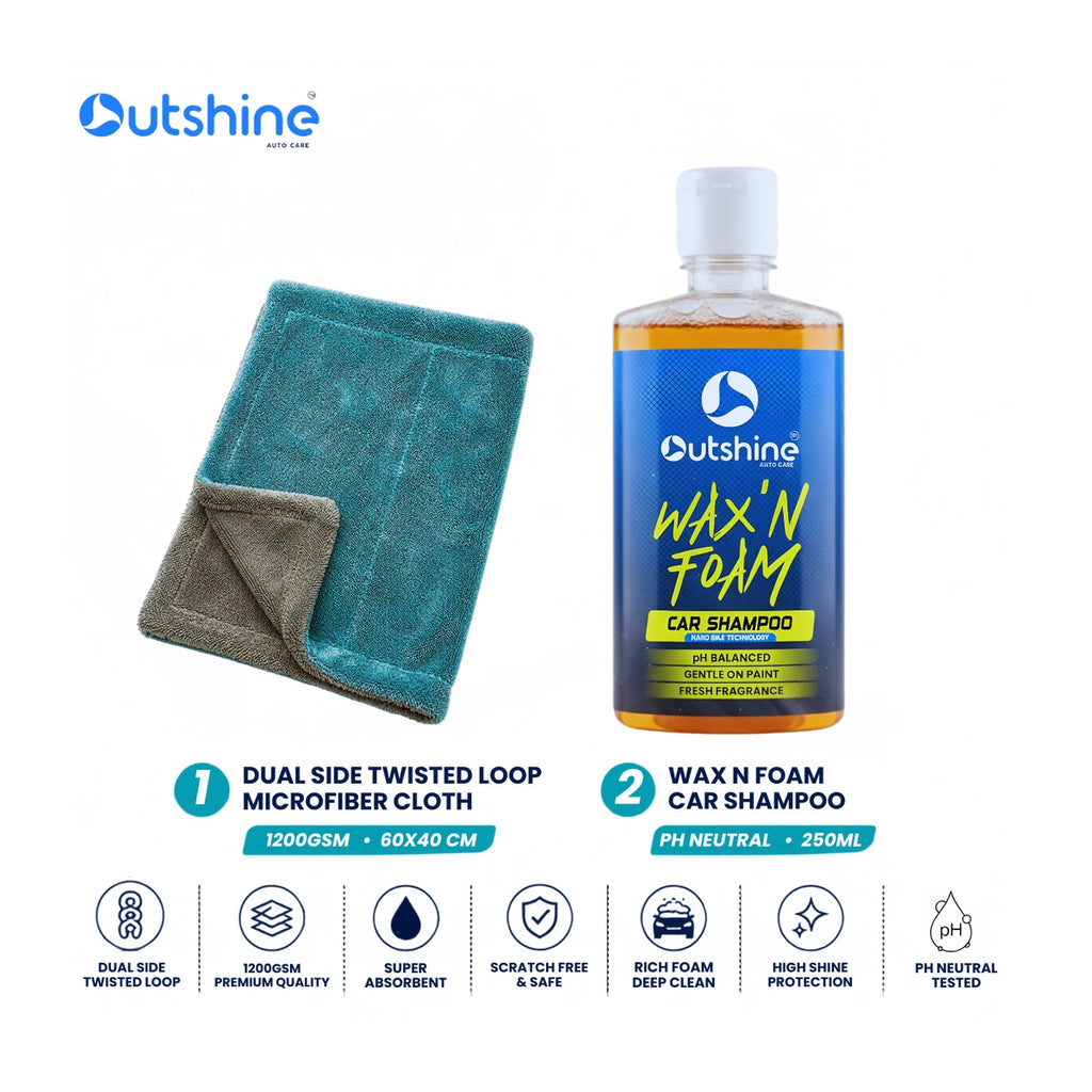 Wax & Dry Combo – Wax 'N Foam Shampoo + 1200 GSM Drying Towel