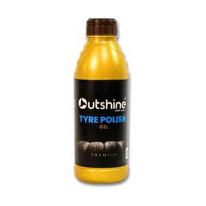 Outshine Premium Tyre Polish Gel 500ml applied on car tyres