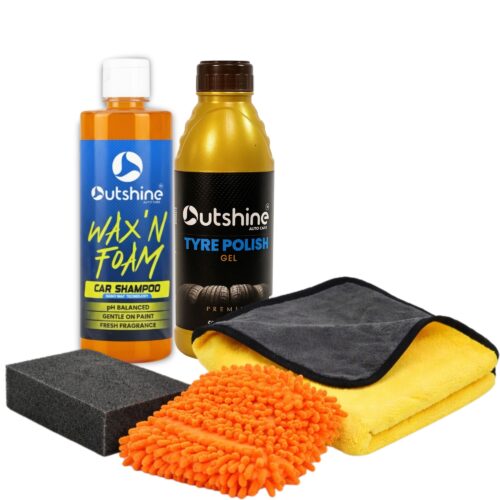 Professional Deep Black Tyres + Complete Wash Kit in One Comb